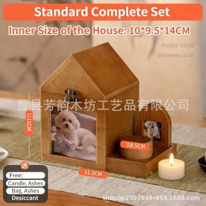 Solid Wood Pet Memorial <b>Urn</b> <b>Cat</b> Dog Photo Frame Rectangle Shape Durable Pet Caskets <b>Urns</b> - Product Image 5