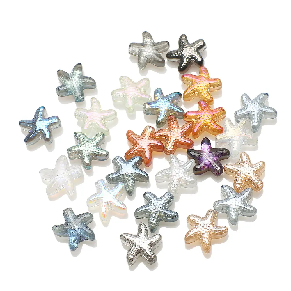 New starfish shape electroplating colorful 14mm crystal beads glass beads for jewelry production