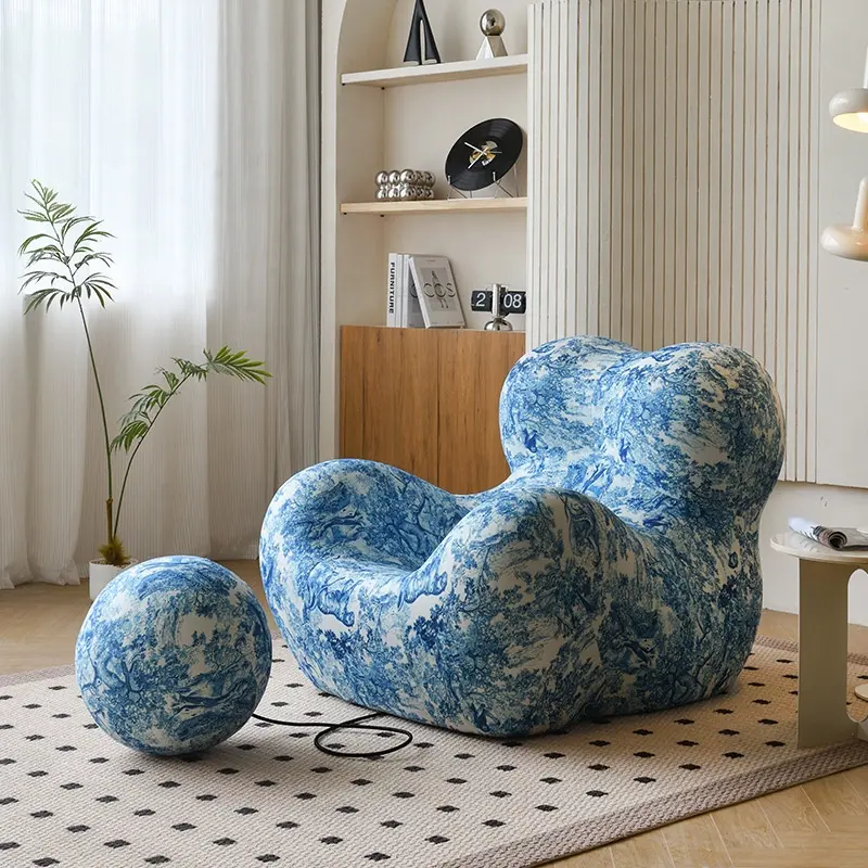 Современный дизайн, высокое плотность губчатое итальянское кресло для гостиной, диван с табуретами, одно кресло, ленивый диван