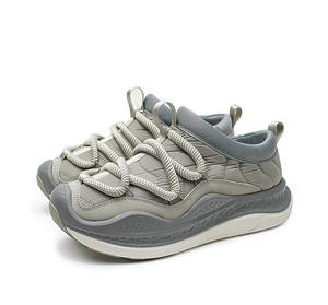 À la mode à la mode une pièce semelle épaisse chaussures décontractées polyvalent confortable anti-dérapant dentelle épaisse Simple bas haut à lacets fermeture - Product Image 1