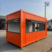 Kiosque de café en conteneur de 10 pieds, structure en acier préfabriquée modulaire avec comptoir de bar, petite maison modulaire à usage commercial Ray-Zen