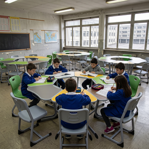 Juego de Escritorio y Silla Ajustables para Estudiantes Adultos, Diseño Moderno de Plástico PP para Uso en el Aula, PT-300R - Product Image 4