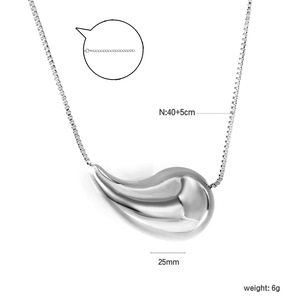 Collar con Colgante de Lágrima, Chapado en Oro, Acero, 20mm 25mm, Diseño Minimalista para Uso Diario, Cadena para Clavícula, Joyería - Product Image 5