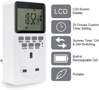 Steker pengatur waktu Digital elektronik Inggris, soket pengatur waktu dapat diprogram dengan layar LCD