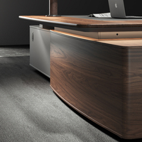 Bureau de direction en bois de luxe italien de haute qualité et unique en forme de L - Mobilier de bureau pour patron et manager