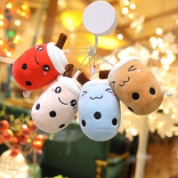 Personnalisé 12cm Mignon Poire Thé Au Lait En Peluche En Peluche Porte-clés Boba Porte-clés Pendentif Confortable Poupée En Nylon avec Doublure En Coton PP Sac En Maille