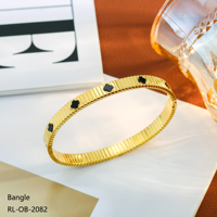 Bracelet en acier inoxydable à quatre feuilles de fleurs, plaqué or 18 carats PVD, respectueux de l'environnement, étanche, avec diamants, pour femme