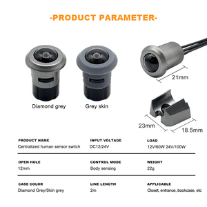 DC12-24V ไฟตู้เสื้อผ้า LED อเนกประสงค์พร้อมปลั๊กอินที่ถอดออกได้เซ็นเซอร์การเคลื่อนไหว PIR ขนาดเล็กอุปนัยของร่างกายมนุษย์สวิตช์ - Product Image 2