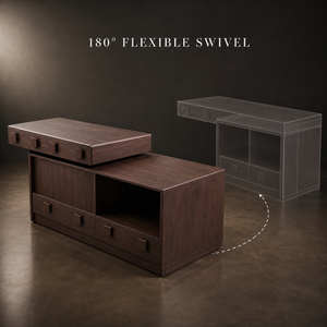 Scrivania Moderna in Noce con Armadietto, Scomparti Multipli e Maniglie Quadrate in Legno, Arredamento per Casa e Ufficio - Product Image 2