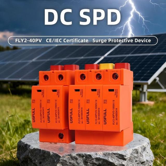 USFULL Solar  DC Surge Protector, Safe SPD 2P/3P 1000V/1500V 20 40KA Surge Protector with Insulated Cap More Pressure Resistant