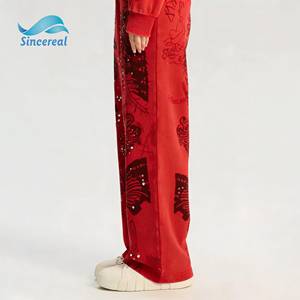 <span class=keywords><strong>Pantaloni</strong></span> Sportivi da <span class=keywords><strong>Donna</strong></span> Personalizzati con Strass, Vestibilità Ampia, Stile Vintage e Effetto Usurato - Product Image 2