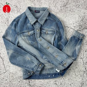 Custom Factory sviluppare misure di valutazione <span class=keywords><strong>Tech</strong></span> Pack Ready Light Fade Blue Wash tasche con lembo per il petto robuste da lavoro giacca in Denim da uomo - Product Image 1