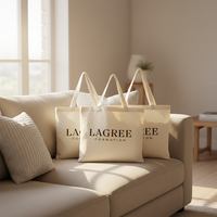 Sac fourre-tout réutilisable grande capacité, design spécial, en toile, avec poche zippée, longues poignées, pour usage quotidien et extérieur