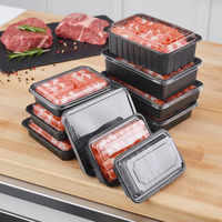 Boîte en plastique personnalisée jetable pour l'emballage de viande de bœuf, de saucisses, de poisson frais, en forme de coquille