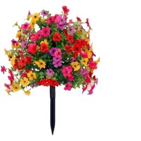 Bouquet de fleurs artificielles d'eucalyptus rose, arrangements de plantes mélangées réalistes, imperméables, lavables, en plastique, pour jardin extérieur