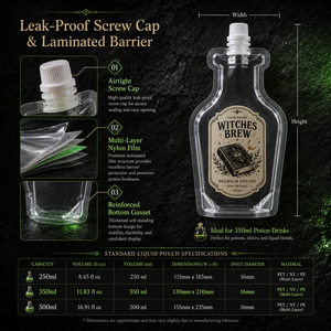 Bolsa con Boquilla de Forma Personalizada para Bebidas de Halloween, Botella de Poción Mística, Envase de Plástico para Bebidas y Jugos con MOQ Bajo - Product Image 3