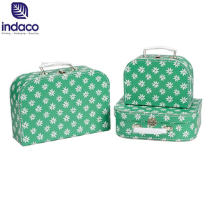 Wholesale New Born Baby Paper <b>Suitcase</b> <b>Stitch</b> Finish Cardboard <b>Suitcase</b> Boxes 3 Sets for Children - Product Image 1