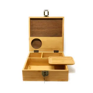 Wooden Stash Box With Lock Promotional Reusable Eco Friendly Wooden Stash Box With Lock Combo