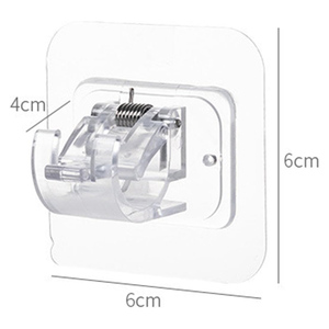 Nail-Free Adjustable PVC Square Clip-On Curtain Rod Holder Bathroom Storage Bracket Wall-Mounted Clip Clamp <b>Hooks</b> for Tools - Product Image 3