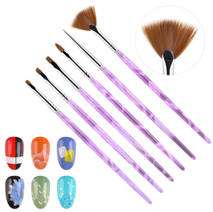 6pcs/Set Nail Brush Kit Gel Pen Gradient Liner Painting Acrylic <b>Builder</b> Drawing Carving Brush Set for Manicure Salon Nail Art - Product Image 1