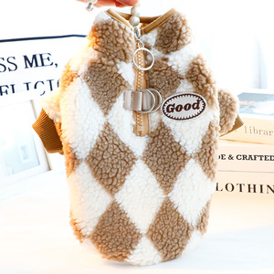 <b>Dog</b> <b>Clothes</b> Argyle Pattern Fleece Jacket <b>For</b> <b>Small</b> <b>Dogs</b> Teddy Winter Autumn Wear - Product Image 3