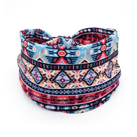 Bandeaux Bohèmes Africains Imprimés Go Party Noués Sports Yoga Bandeaux Élastiques à Large Bord Turbans pour Femmes Filles