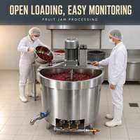 Marmite de cuisson industrielle en acier inoxydable avec agitateur automatique, pour sauces et confitures, compatible gaz et électrique, idéale pour les usines alimentaires - Offre Spéciale