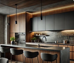 Îlot de cuisine en <span class=keywords><strong>ardoise</strong></span> de qualité <span class=keywords><strong>alimentaire</strong></span> UE personnalisé, extensible, avec plan de travail anti-rayures, robinet extractible Dragon 304, conception 3D gratuite, Lumina KC1-55 - Product Image 2