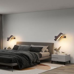 Elegante lámpara de pared LED negra, elegante diseño de madera de hierro, pantalla de Control táctil, Bombilla E26 para decoración contemporánea del hogar, uso de Hotel empotrado - Product Image 2