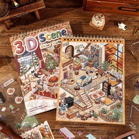 44 autocollants par paquet, série de paysages de conte de fées, collection d'autocollants de paysages, autocollants de paysages empilés en spirale DIY