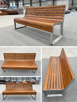 Bancs de parc publics commerciaux en bois composite plastique, lattes de style moderne, décoratifs, imperméables pour l'extérieur