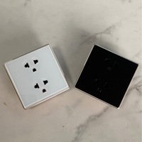 Prises murales en verre trempé blanc avec cadre métallique, conformes aux normes européennes et thaïlandaises, pour la décoration intérieure et l'hôtellerie