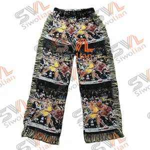 Female Tapestry pants Wholesale Blanket Pants custom plus size woman trousers Jacquard Tapestry Pants with Tassel