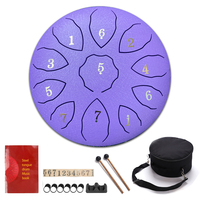 8 Inch Titanium Alloy Single Layer Steel Tongue Drum 11 Notes Mallet Finger Picks Percussion Meditation Yoga Non-Slip
