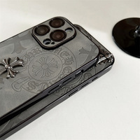 Coque pour iPhone 17 Air, design croisé tendance chromé, noir, accessoires 3D DIY, iPhone 16 15 Pro Max, cœur, 14 Plus, étui de téléphone portable
