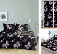 Impression 3D 100% polyester impression numérique coeur amour fleur ensemble de literie avec rideau assorti ensemble de literie moderne draps de couette