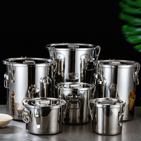Seau à soupe en acier inoxydable durable avec deux poignées, multifonctionnel, gain de place, portable pour la cuisine à domicile, design moderne