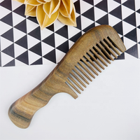 Peigne à barbe en bois à dents larges, portable et écologique, avec longue poignée, pour le soin de la barbe, marque privée de fabrication chinoise