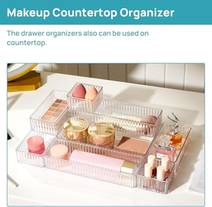 Clear Plastic <b>Drawer</b> Organizers Set Versatile <b>Bathroom</b> and Vanity <b>Drawer</b> Organizer Trays <b>Storage</b> Bins for Makeup - Product Image 3