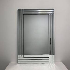 Grande œuvre d'art murale en verre rectangulaire, design asymétrique, esthétique, longue et sur pied, grand cercle pour la décoration intérieure, pour la salle de maquillage des femmes - Product Image 2