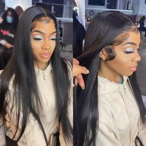 Perruque en cheveux humains à dentelle complète HD 13x4, densité 180, pour femmes noires, vente en gros, cheveux vierges brésiliens, perruque à dentelle frontale HD avec cheveux de bébé - Product Image 1