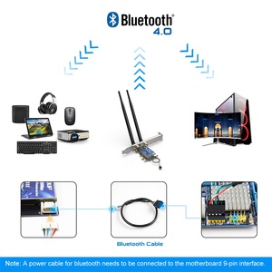 Adaptateur <span class=keywords><strong>WiFi</strong></span> BT4.1 <span class=keywords><strong>PCIe</strong></span> EDUP de bonne qualité 600 Mbps, adaptateur sans fil PCI-E 2 en 1, carte réseau - Product Image 4