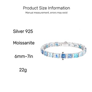 Gra chứng nhận đa-màu Xanh CZ và moissanite 6 mét công chúa cắt 925 Bạc Tennis Vòng đeo tay Kim Cương Tester vượt qua sang trọng Bling đồ trang sức - Product Image 3