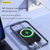 Super Slim Logo personnalisé 5000mah Powerbank Métal 15W Banque d'alimentation magnétique sans fil 10000mAh Couleur noire Chargeur de téléphone portable