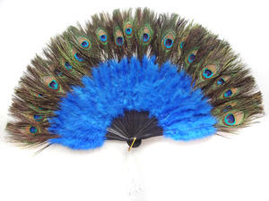 Abanico <span class=keywords><strong>de</strong></span> mano plegable <span class=keywords><strong>de</strong></span> plumas <span class=keywords><strong>de</strong></span> pavo real grande HS para mujer, accesorio para fiesta <span class=keywords><strong>de</strong></span> té, baile <span class=keywords><strong>de</strong></span> vacaciones, decoración nupcial para boda - Product Image 4