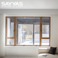 Fenêtre à battant minimaliste en bois recouvert d'aluminium SAYYAS, cadre fin, acier inoxydable, pour villa, école, certifiée Energy Star