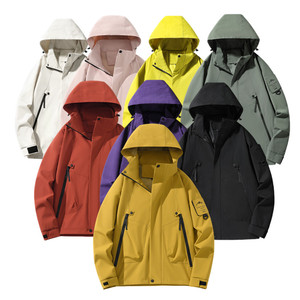 2025 chaquetas marrones con logotipo personalizado para hombre, manga Regular, impermeable, informal, capucha para exteriores, decoración bordada a la moda, directo de fábrica - Product Image 3