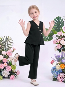 Completo Estivo 2026 per Bambini: Gilet Senza Maniche, Top e Pantaloni - Nuovo Completo Casual da Bambina in Due Pezzi - Product Image 2