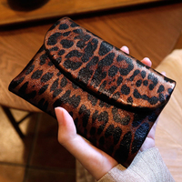 Dompet Panjang Kulit Asli Wanita Dompet Clutch Malam Hari Motif Macan Tutul Retro Elegan Tipe Penutup Serbaguna