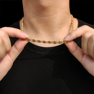 Collier <span class=keywords><strong>chaîne</strong></span> à maillons en forme <span class=keywords><strong>de</strong></span> grains <span class=keywords><strong>de</strong></span> <span class=keywords><strong>café</strong></span> en acier inoxydable plaqué <span class=keywords><strong>or</strong></span> 18 carats, bijoux hip-hop Nuoya, cadeau pour <span class=keywords><strong>homme</strong></span> - Product Image 5